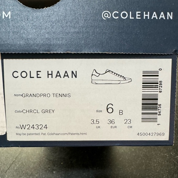 Cole Haan GrandPro Tennis Sneaker Shoe Charcoal Grey Sz 6B Med fleece lined New - Picture 10 of 10